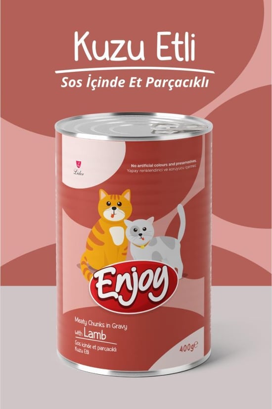 Enjoy Kuzu Etli Kedi Konservesi Sos İçinde Et Parçacıklı 400 Gr