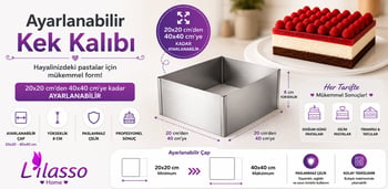 Ayarlanabilir Kare-dikdörtgen Kelepçeli Kek Pasta Kalıbı-paslanmaz Çelik
