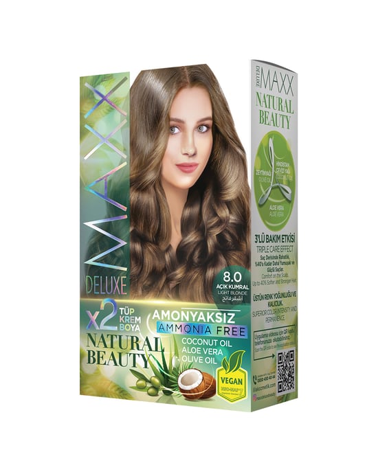 Maxx Deluxe Natural Beauty Amonyaksız Set Boya 8.0 Açık Kumral