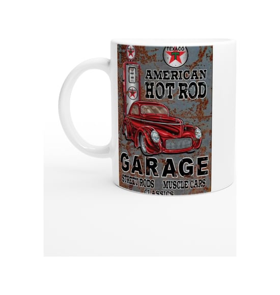 American Hot Rod Texaco Temalı Kupa Bardak Renkli