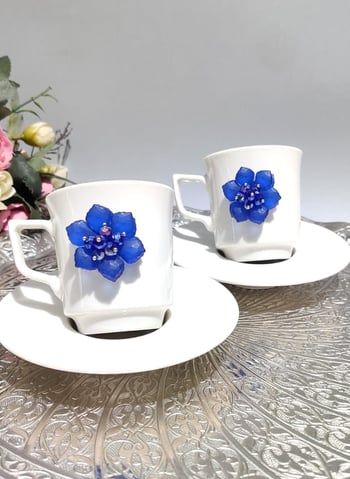 Kirlinova® Mavi Çiçek 2'li Porselen Fincan Takımı