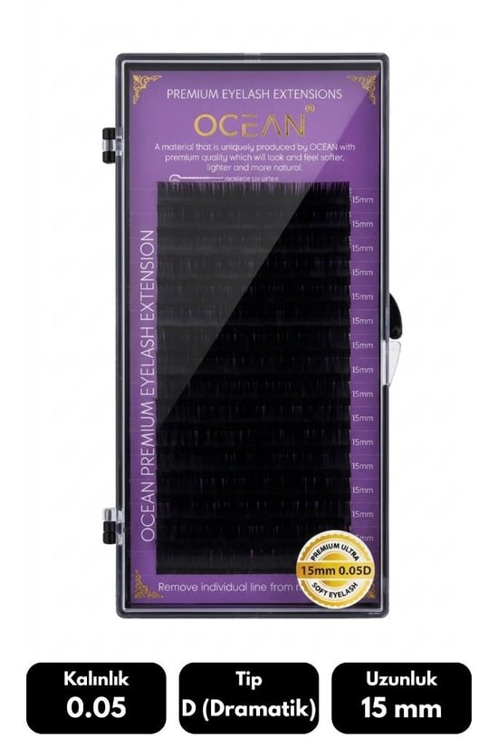 Ocean 0.05d Dramatik Kıvrım 15 Mm Soft Eyelash Doğal İpek Kirpik 16'lı