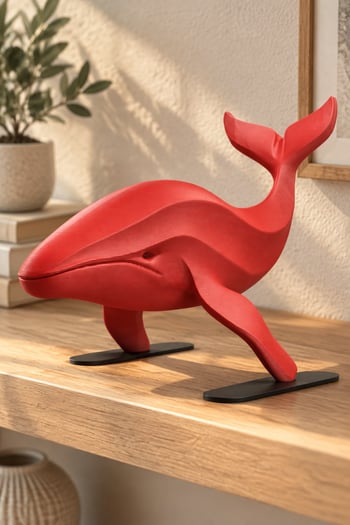Balina Figürlü Dekoratif Biblo - 22cm Büyük Boy Kırmızı