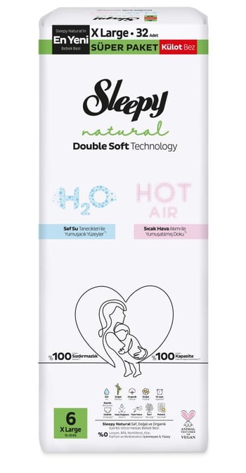 Sleepy Natural Double Soft Külot Bez 6 Beden Xl 15-25 Kg 32'li