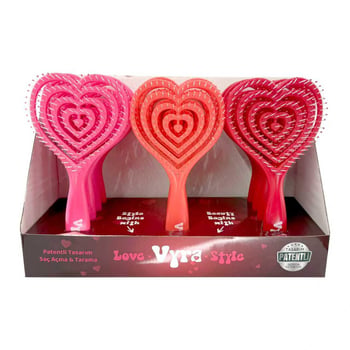 Vyra Kalp Saç Fırçası - Display Kutu ( Koyu Kırmızı, Turuncu, Barbie Pink)