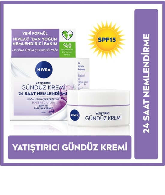 Nivea Yatıştırıcı Gündüz Kremi Doğal Üzüm Çekirdeği Yağı Hassas Ciltler 50 ml