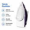 Fakir Spring ( Purple = Mor ) Buharlı Ütü Seramik Taban 2600w ( Buhar 30-120gr)