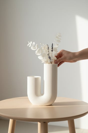 U Şeklinde Boru Figürlü Tasarım Vazo