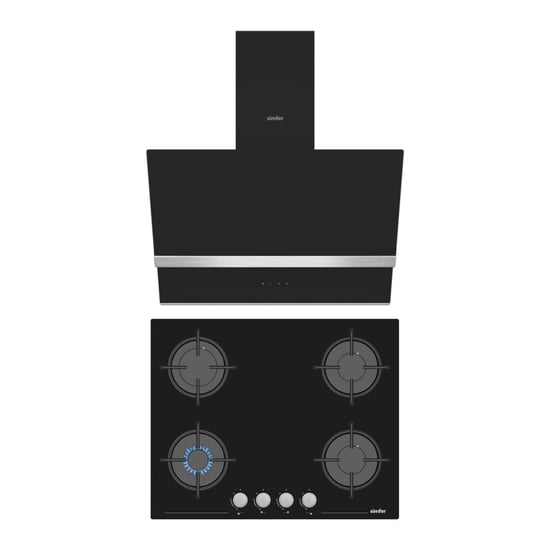 Simfer Steam Siyah 2'li Cam Ankastre Set (ocak + Davlumbaz)