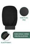Siyah Lastikli Peeling Banyo Kesesi | Kolaylık Sağalyan Ergonomik Tutuş | Floş İpekten |
