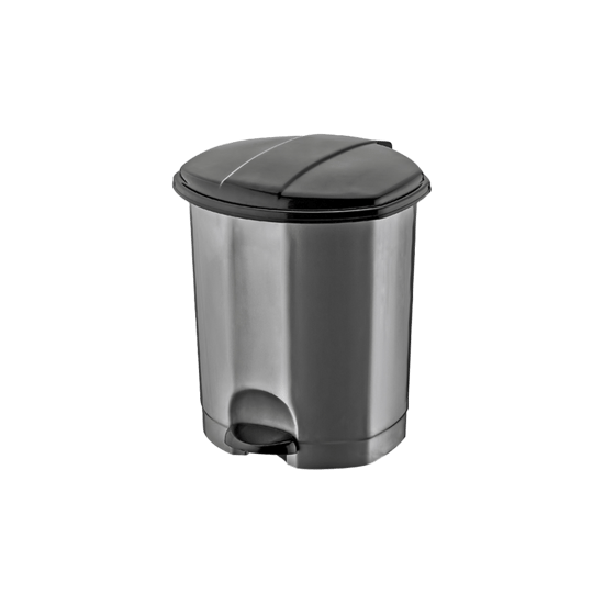 Dünya-01010-400&410 ( Siyah & Gri ) ( 5lt ) ( Pedallı ) Çöp Kovası Plastik ( 202x202x245mm )
