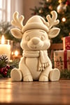 Sevimli Noel Geyikleri Figürlü Dekoratif Biblo Sarı