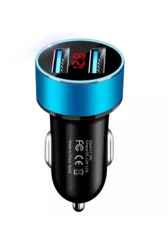 HERŞEY FIRSAT Oto Telefon Şarj Cihazı 2li Usb-mavi