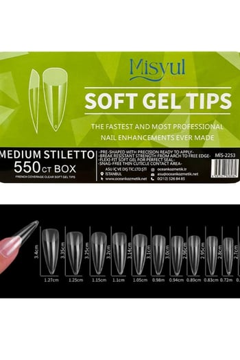 Misyul Jel Tırnak Medium Stiletto 550'li Paket Soft Jel Tips Mıs-2253