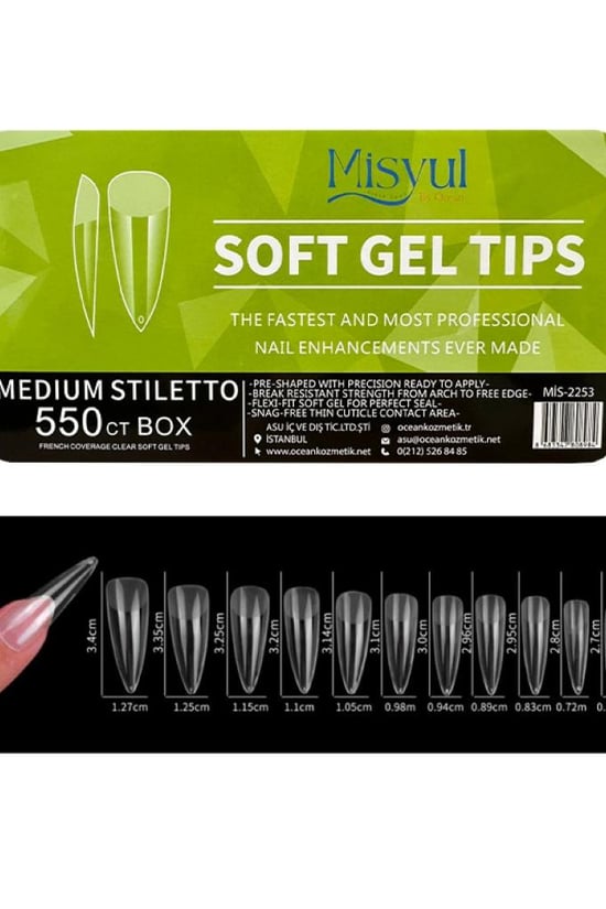 Misyul Jel Tırnak Medium Stiletto 550'li Paket Soft Jel Tips Mıs-2253