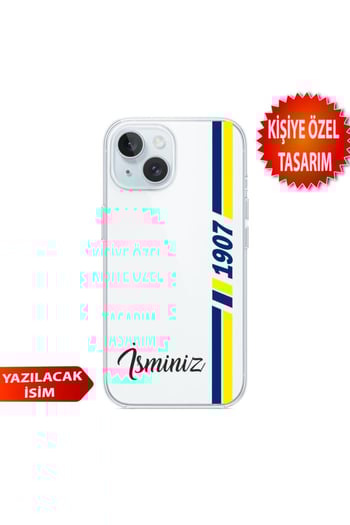 DİYARI FIRSAT İphone 13-İphone 14 Uyumlu Kişiye Özel İsim Eklenebilir Desenli Şeffaf Silikon Kılıf
