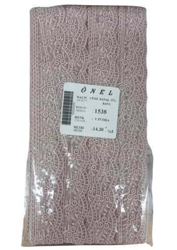Dantel Polyester Sanal Tül Bant Y.pudra 14,30 Metre En 3 Cm On-1538-pu