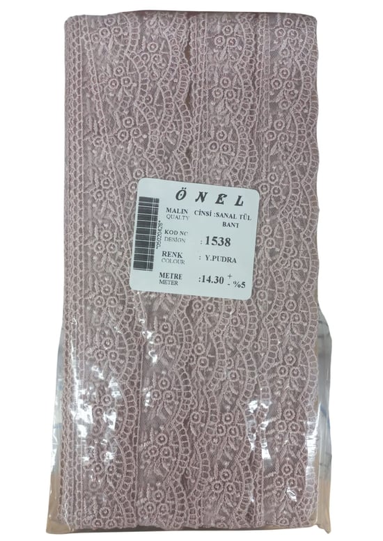 Dantel Polyester Sanal Tül Bant Y.pudra 14,30 Metre En 3 Cm On-1538-pu