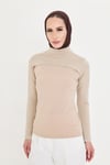 Hürrem Bone Bej Tesettür Balıkçı Yaka Boyunluklu Kolluk Viskon Düz 1025_12