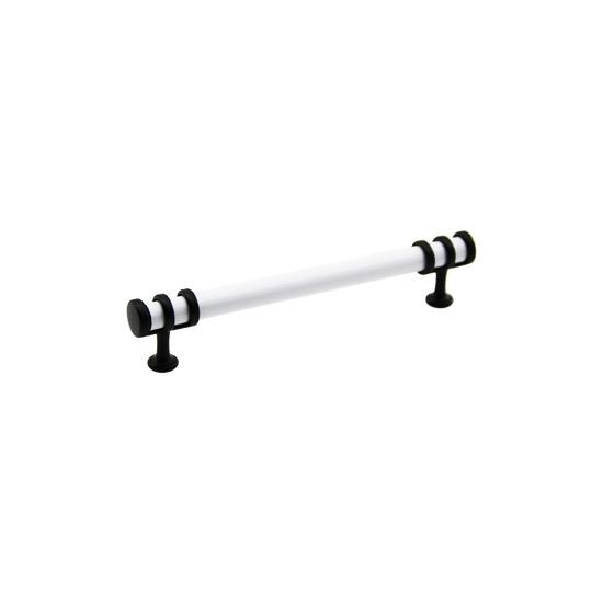 -942 ( 12.8cm ) ( Yüzük Siyah & Kulp Beyaz ) Boru Çekmece Kulp