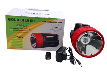 Gold Silver Gs-2621 15w Led 2in1 Uzun Aramalı Adaptör Şarjlı El Feneri Projektör