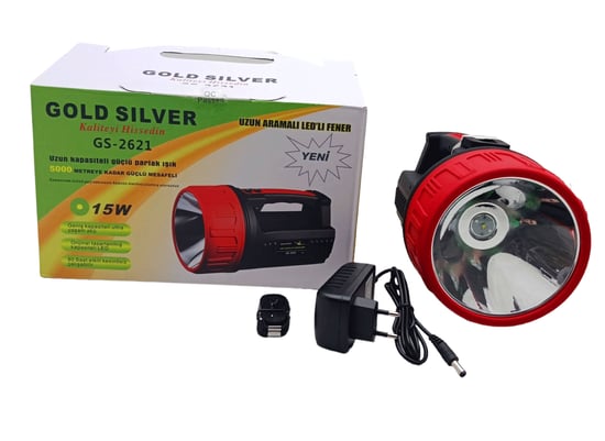 Gold Silver Gs-2621 15w Led 2in1 Uzun Aramalı Adaptör Şarjlı El Feneri Projektör