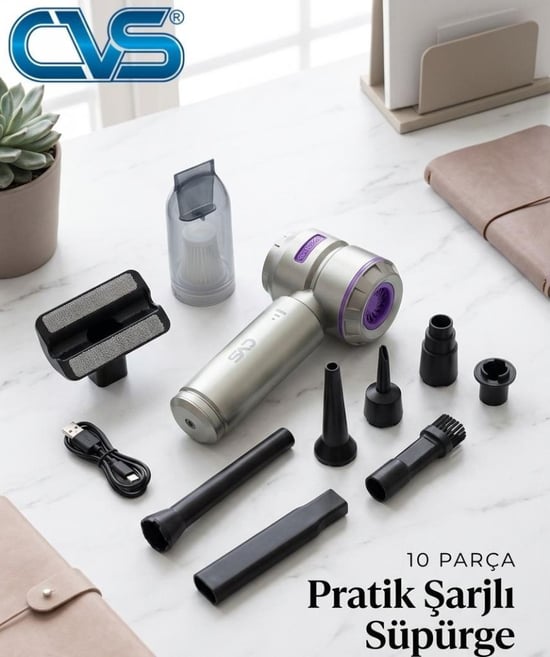Cvs Dn 4734 Pratik Şarjlı Süpürge 20000 Pa 3 Kademeli Üfleme & Vakum