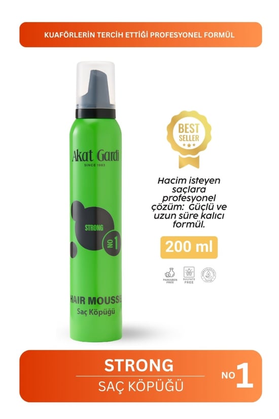 Akat Gardi Saç Köpüğü Strong No:1 Yeşil  200 ml