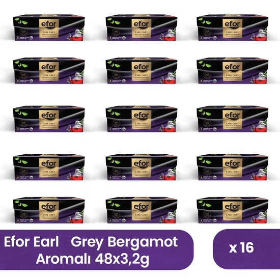 Efor Bergamot Aromalı Demlik Poşet Siyah Çay 3,2 Gr X 48 Adet - 16'lı Koli