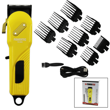 Powertec Pro-tr-3000 Saç & Sakal Kesme Traş Makinesi ( Sarı & Siyah Gövde & Usb Şarjlı Göstergeli & Tarak Ayar Mandallı )