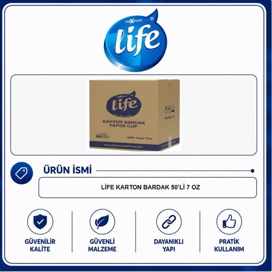 Life Karton Bardak 7 OZ Sızdırmaz 3.000 Adet