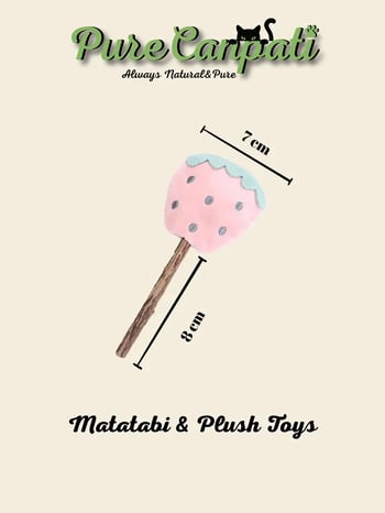 Purecanpati Matatabi Stick Peluş Kedi Oyuncağı – Catnipli Doğal Oyuncak - Çilek