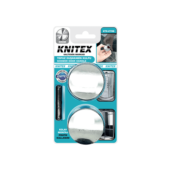 Kinetex Ktx-2706 ( 2li ) ( Krom Kaplama Abs Plastik ) ( Topuz ) Duşakabin Kulpu ( 4-5-6-8-10mm Cam Duş Kabinler için ) ( Montaj Delik Çapı: 10mm)