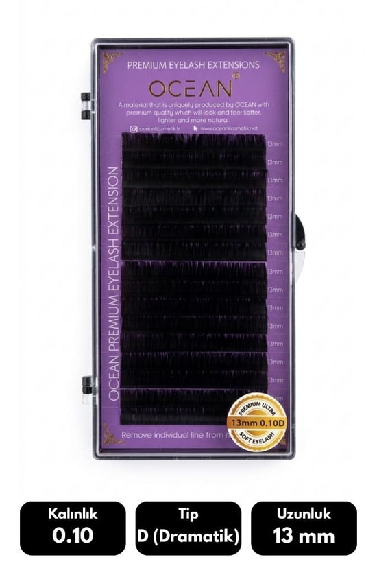 Ocean 0.10d Dramatik Kıvrım 13 Mm Soft Eyelash Doğal İpek Kirpik 16'lı