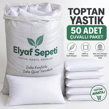 Elyaf Sepeti Toptan Silikon Dolgulu Yastık 50x70 Cm – 50 Adet Çuvallı Paket