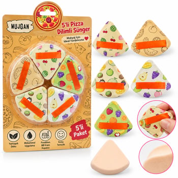 5’li Pizza Dilimi Makyaj Süngeri Seti – Fondöten ve Ten Makyajı Uygulama Süngeri