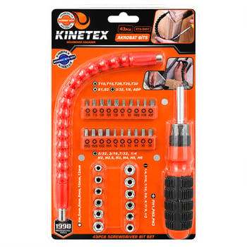 Kinetex Ktx-3451 ( 43pcs ) ( Silikon Sap ) Akrobat Uzatmalı Tornavida Bits Seti ( Manyetik Uç Tutucu )
