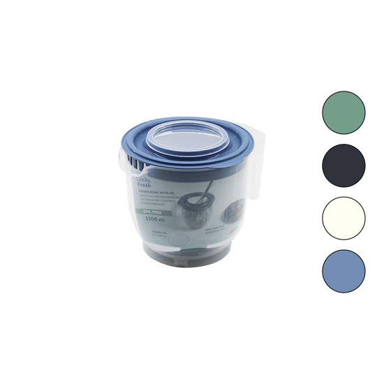 Lock & Fresh-10200-999 ( Renkli )( Çift Kapaklı ) Mikser Kap ( Silikon & Plastik )( 2200ml & 9 Cups )( Kaydırmaz Ayak )