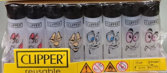 Clipper Pocket Emoji Seffaf Taşlı Çakmak