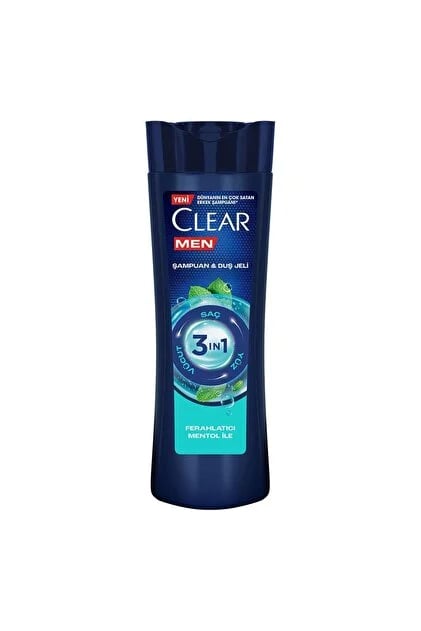 Clear Men 3in1 Şampuan & Duş Jeli Ferahlatıcı Mentol Şampuan 350 Ml