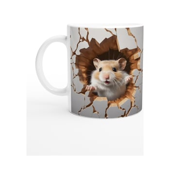 Duvarı Delen Sevimli Hamster Baskılı Kupa Bardak Renkli