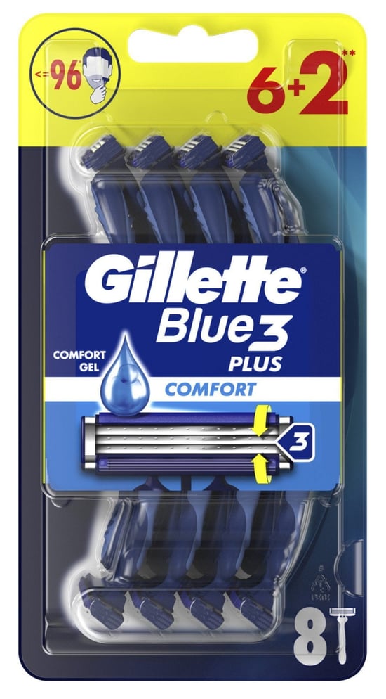 Gillette Blue 3 Tıraş Bıçağı 6 + 2 Li Blister Comfort
