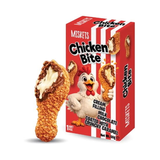 Miskets Krema Dolgulu Sütlü Çikolata 50g X 144 Adet Mega Koli | Tavuk But Şekilli Eğlenceli Çikolata