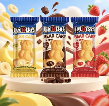 Let İt Go Çikolata Aromalı Sos Dolgulu Ayıcık Kek 25gr *12*12