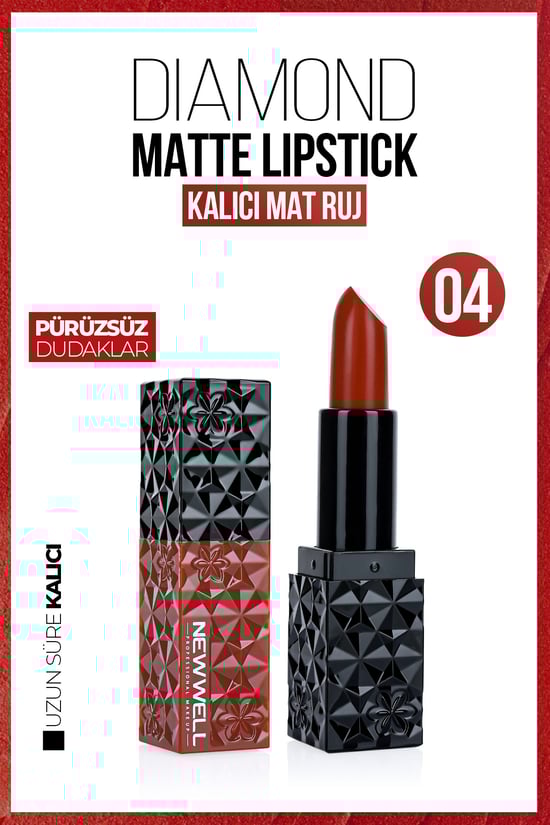 New Well Diamond Matte Lipstick 04| Gün Boyu Kalıcı