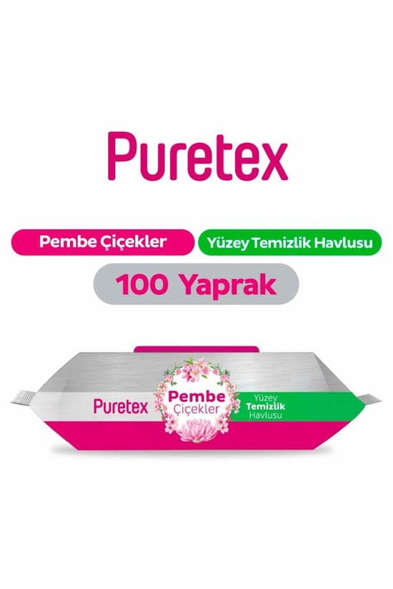 Puretex Yüzey Temizlik Havlusu Pembe Çiçekler 100 Yaprak