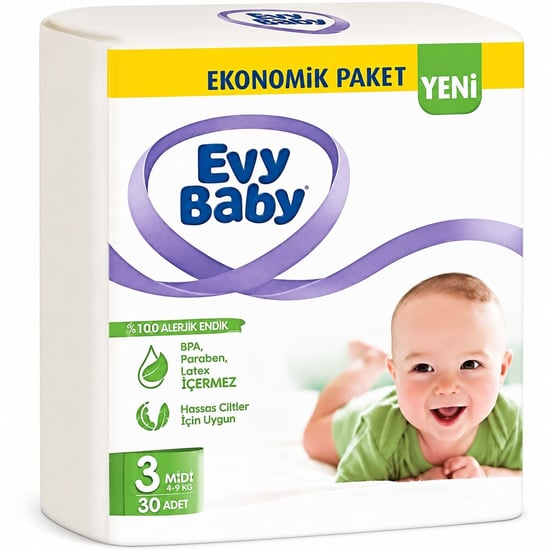 Evy Baby 3 Numara Midi 90'lı Bebek Bezi