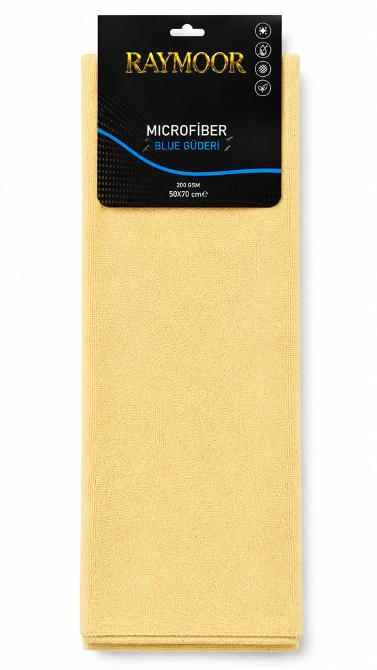 Raymoor 200 Gsm Blue Güderi Mikrofiber Bez 50x70 Cm Profesyonel Cam ve Araç Temizlik Bezi