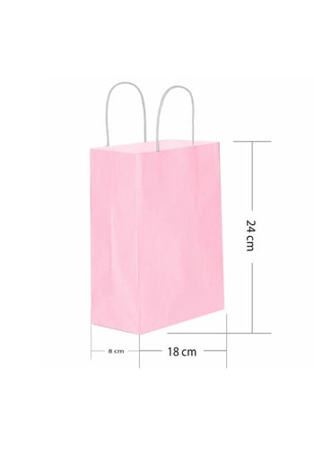 Roll-Up Kraft Çanta Pembe Küçük Boy 18x24cm 25 Adet