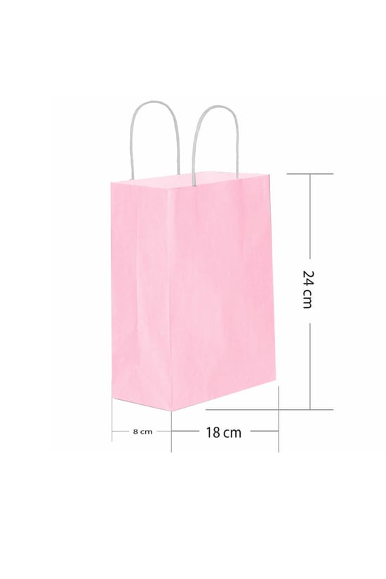 Roll-Up Kraft Çanta Pembe Küçük Boy 18x24cm 25 Adet